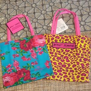 Betsey Johnson Floral and Leopard Print Totes - Pink and Blue